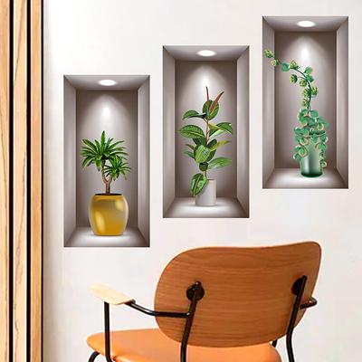 Wall Art Stickers Simulation 3D Three-Dimensional Potted Green Plants Flowers Home Decoration Wall Stickers Wallpapers