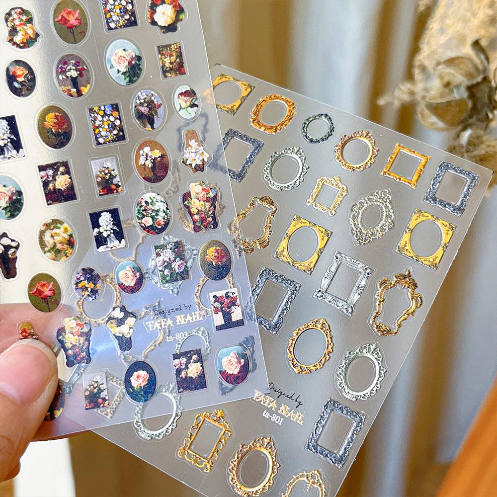 

Ретро Роза Цветочные 3D Рельеф Драгоценный Камень Кошачий Глаз Наклейки и Декали для Нейл-Арта