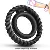 Men's Twisted Tire Double Silicone Locking Ring Dual-Ring Delay Sleeve Deep Stimulation Adult Toy
