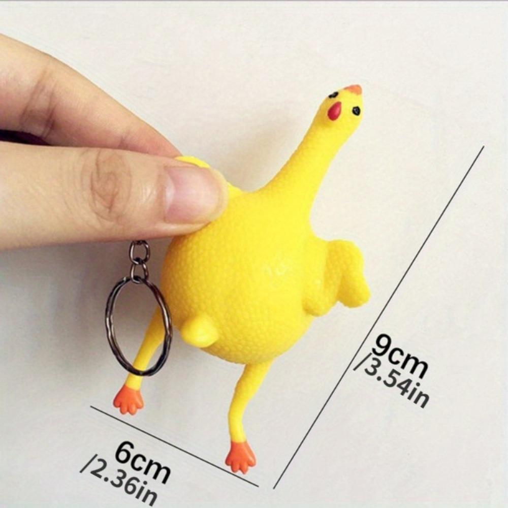 Lustige Squeeze Huhn legt Ei Schlüsselanhänger Anti-Stress heikles Spielzeug Gag Kinder Geschenk