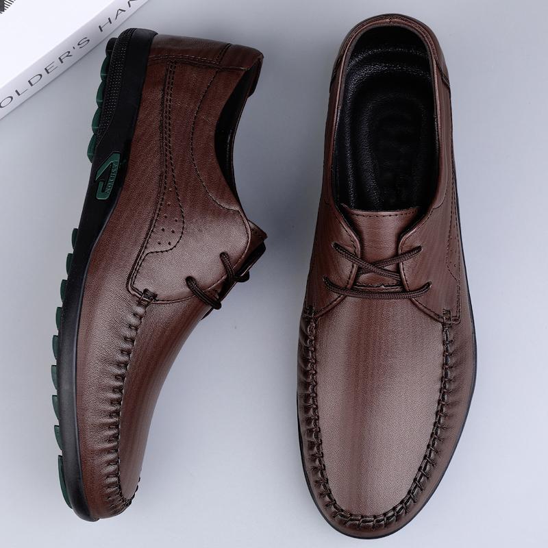 Fashion Genuine Leather Mens Oxford Shoes Casual Shoes Cowhide Business Footwear Soft Comfortable Male Walking Shoes Breathable Sneakers