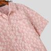 INCERUN S-XXXXXL Men Lapel Neck Short Sleeve Flowers Texture Buttons Casual Shirts