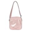 Square shoulder bag, transparent heart-shaped crossbody bag, PU leather shoulder bag, Pink