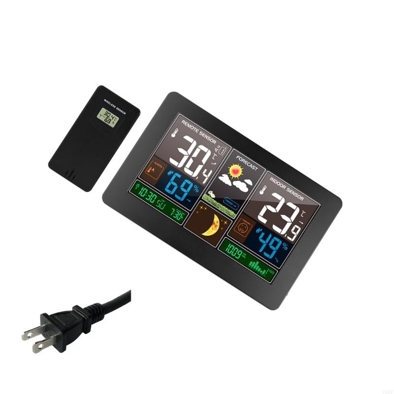 Color LCD Display Weather Clock Featuring Radio Sync Realtime Indoor and Outdoor Temperature Humidness Monitoring Easy to Use