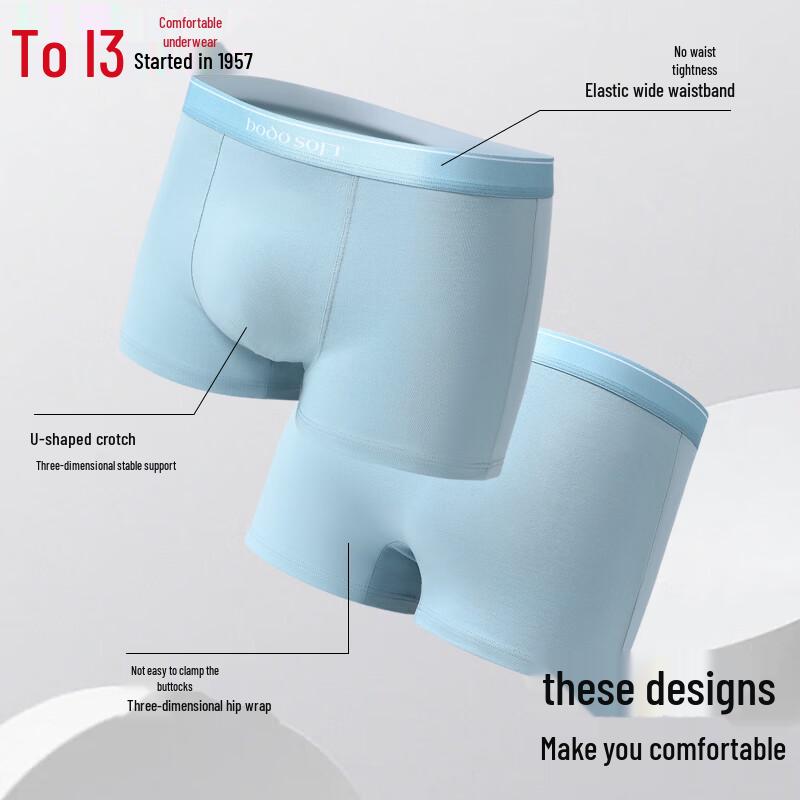Hongdou Men's 10A Antibacterial Cotton Blend Boxer Briefs 4-Pack