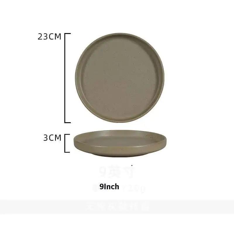 Japanese Ceramic Dinner Plate Steak Food Tray Tableware Straight Edge Flat Plate Salad Pasta Dish Dinnerware