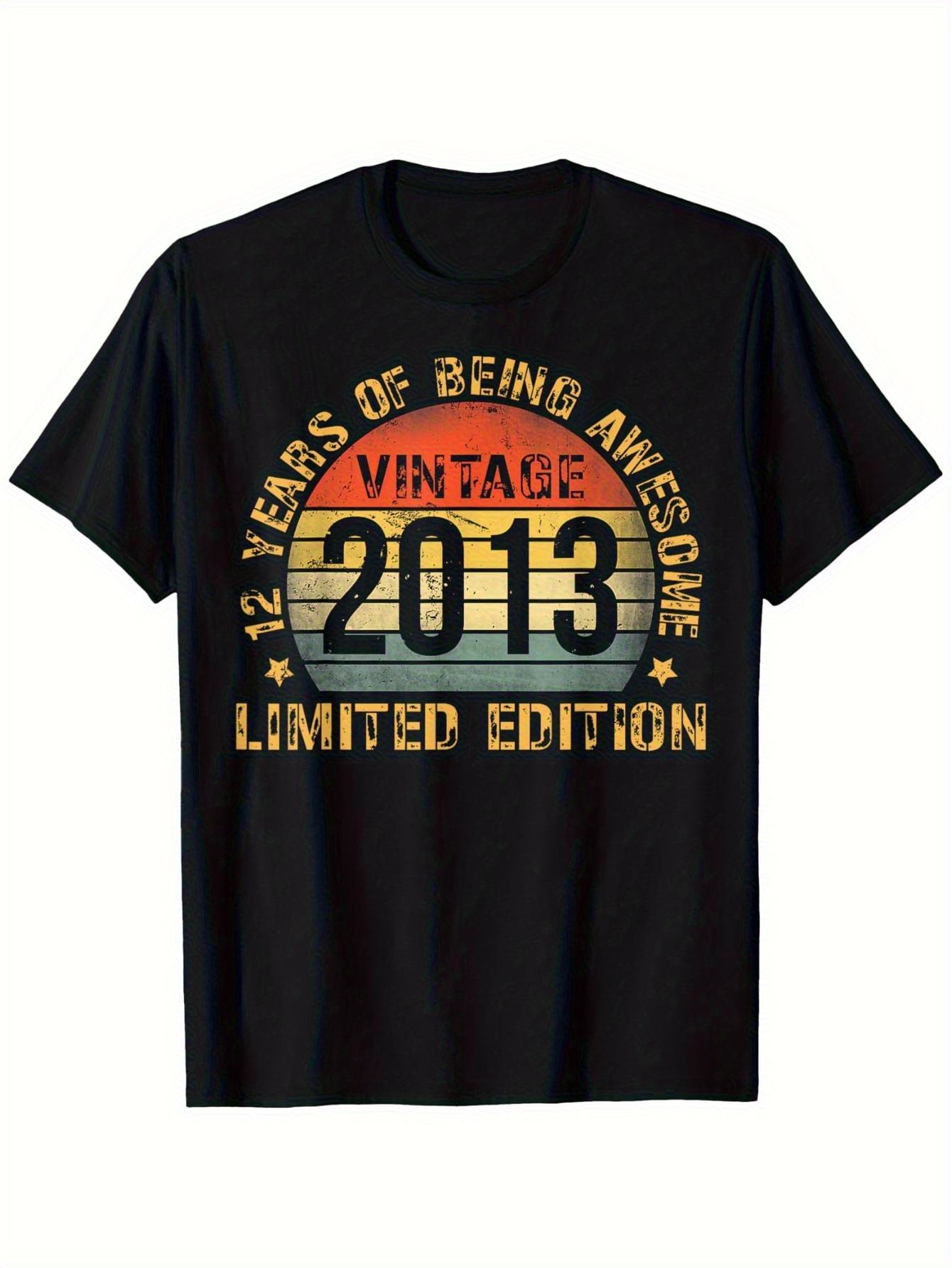 

12th Birthday Vintage 2013 Retro Graphic T-shirt - Limited Edition 12 Years of Being Awesome Print M