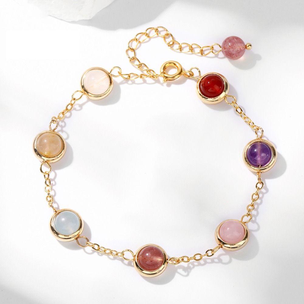 Jewelry Bead Round Charm Bracelets Waterproof Rainbow Candy Beads Bangle Female Lady Girl