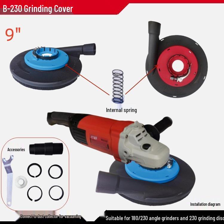 BOPENG Dust Cover for 5-inch Concrete Grinder & 7-inch Angle Grinder - Floor Paint Vacuum & Grinding Wheel Collection