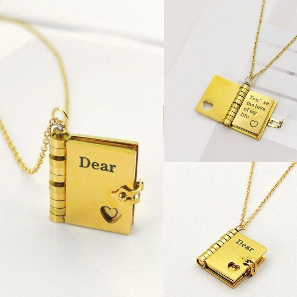 Gold Color Book Necklace Openable Chapter Book Necklace  Jewelry Accessories