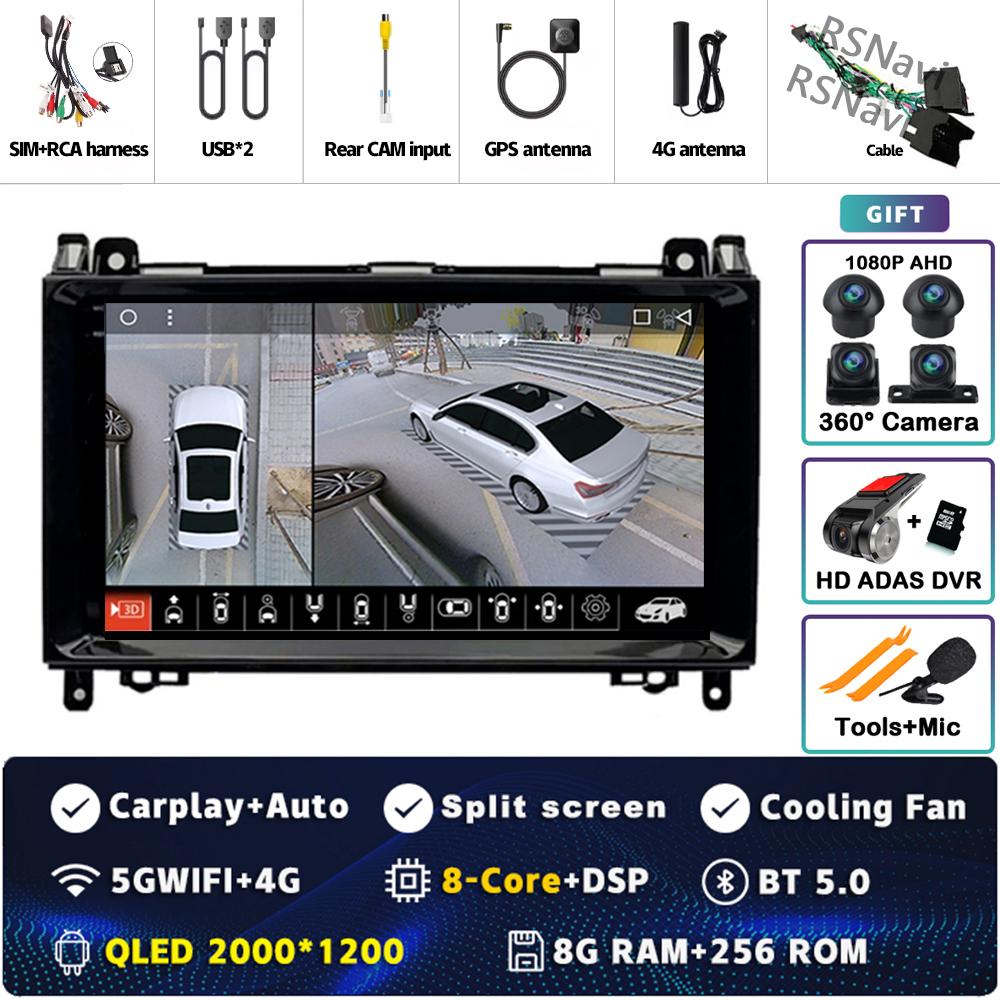 Android 14 Carplay Car Radio For Mercedes Benz B200 W169 W245 Viano Vito W639 Sprinter W906 Multimedia Video Player  GPS Stereo