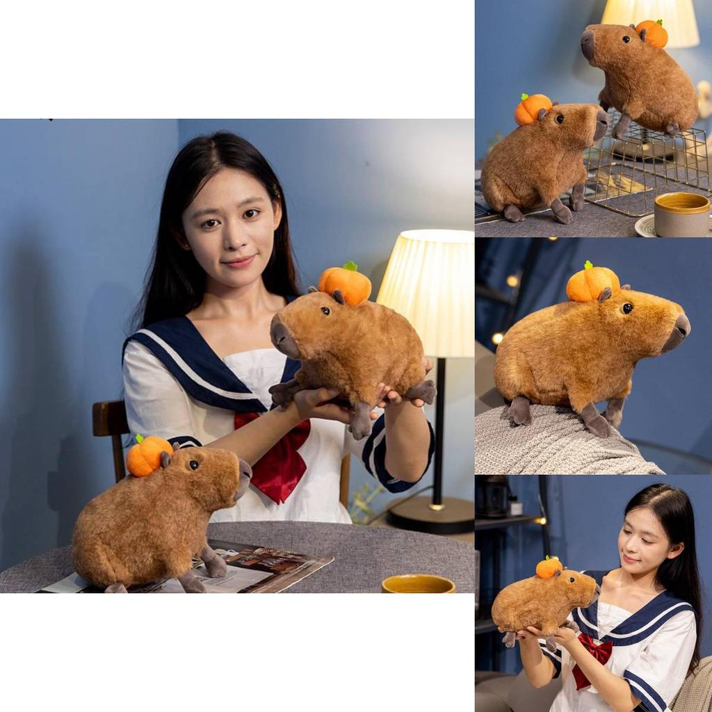 Adorable Orange Capybara Plush Toy Soft Cuddly Stuffed Animal Doll For Kids