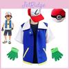 Pokemon Ash Ketchum Cosplay Kostüm Komplettset Erwachsene Jacke Handschuhe Hut Halloween Hohe Qualität Elastisches Weiches Polyestermaterial