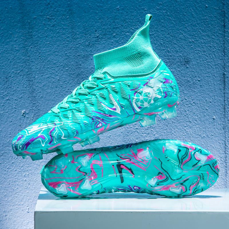 High-top Broken Nails Football Shoes Boys and Girls Adult Breathable Non-slip Training Shoes Long Nails Competition Sports Shoes