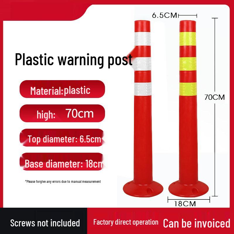 75cm Reflective Plastic Warning Post, Elastic Intersection Safety Barrier, Anti-Collision Isolation Pile for Parking