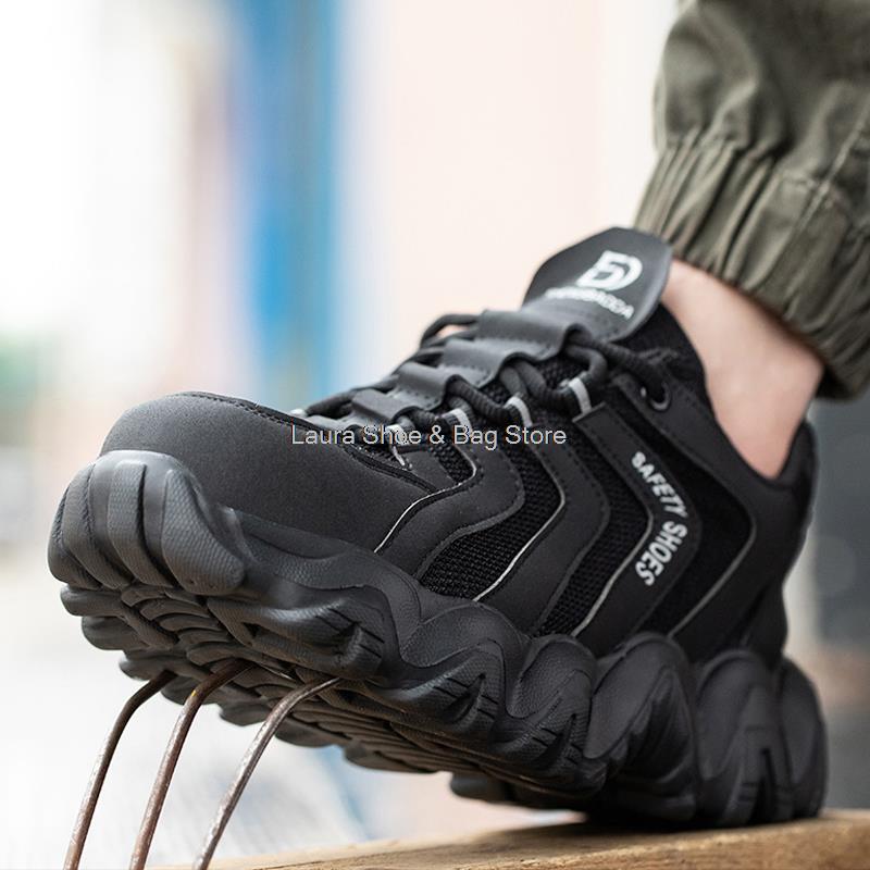 Fashion Platform Safety Shoes Men Women Steel Toe Sneaker Puncture Proof Work Safety Boots Man Construction Work Shoes Breathable 35-48