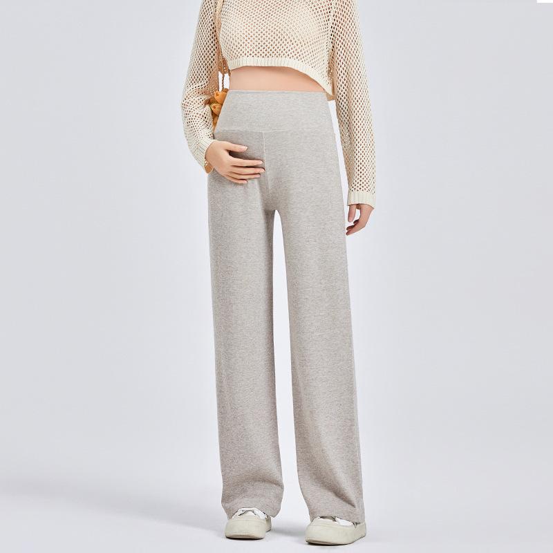 Maternity pants spring and autumn outer wear wide-leg pants do not restrain the belly straight glutinous rice pants half support new spring clothes