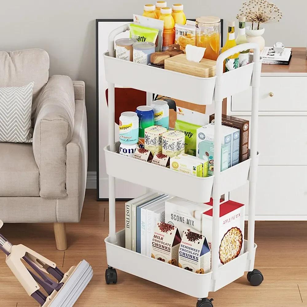 

1pcs Portability Rolling High-capacity Storage Cart Snacks Organizer Multi-Layer Bookshelf Kitchen Bathroom Movable Organizer