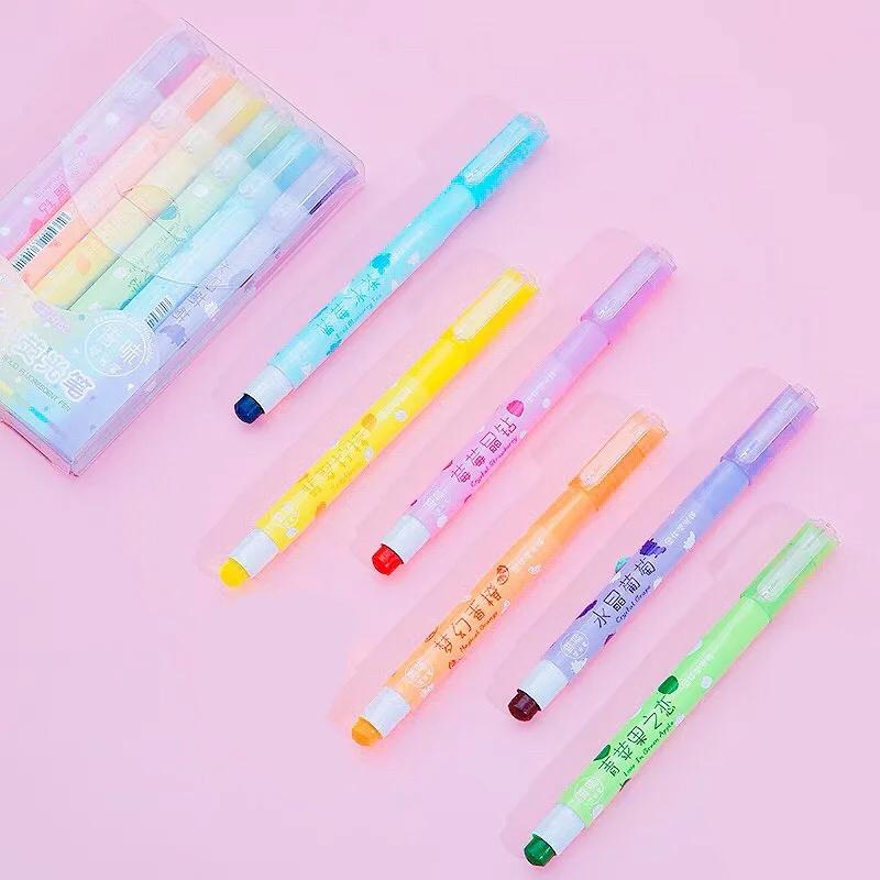 6 Colors/set Pastel Gel Highlighters Fragrance Bible Highlighters No Bleed Bible Art Markers Journaling School Supplies