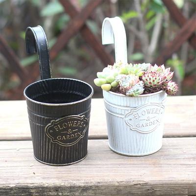 Wall Mounted Hanging Flowerpot Iron Black White Garden Flower Pot Detachable Hook Home Decoration Hanger Box Planter Garden Yard