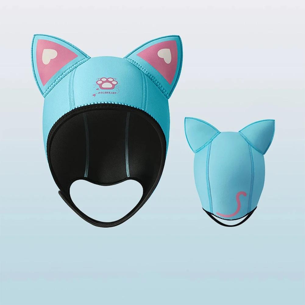 Diving Hood Waterproof Hat Swimming Snorkeling Caps Cat Ears Diving Hood 3mm Neoprene Wetsuit Hood Cap With Chin Straps