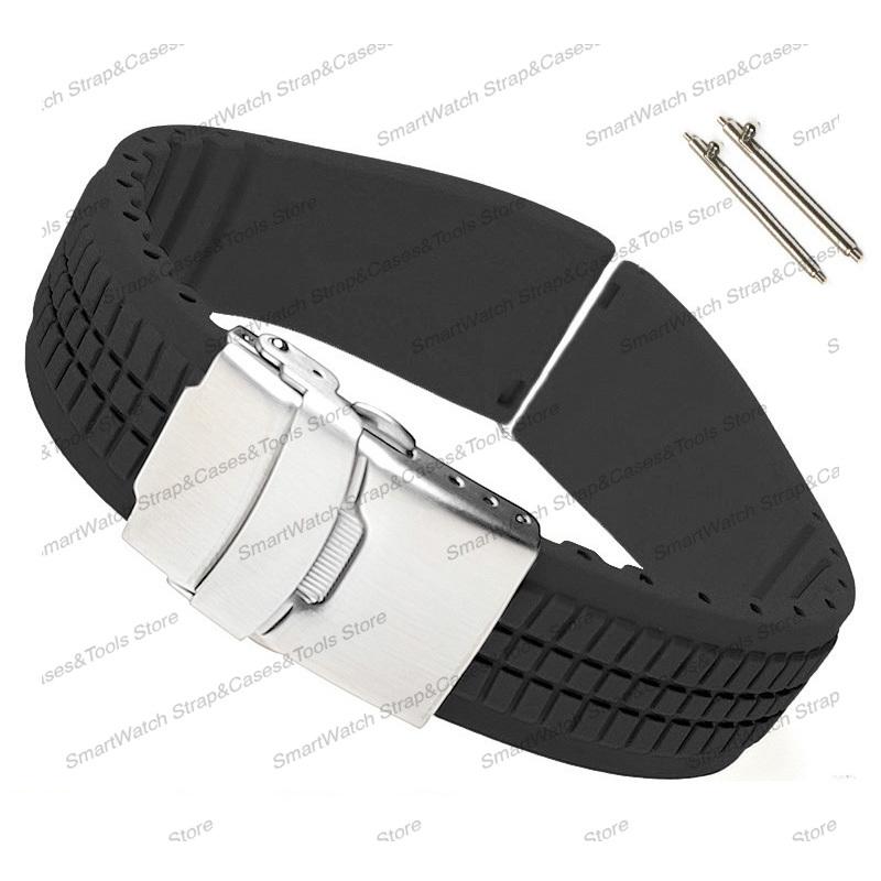 20mm 22mm Universal Quick Release Extended Soft Silicone Rubber Strap for Men Waterproof Watch Band Cuttable Adjust Bracelet
