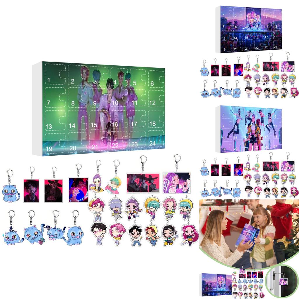 Calendário de Natal Caçadores de Demônios Kpop Chaveiro de Acrílico com Pingente para Fãs e Colecionadores