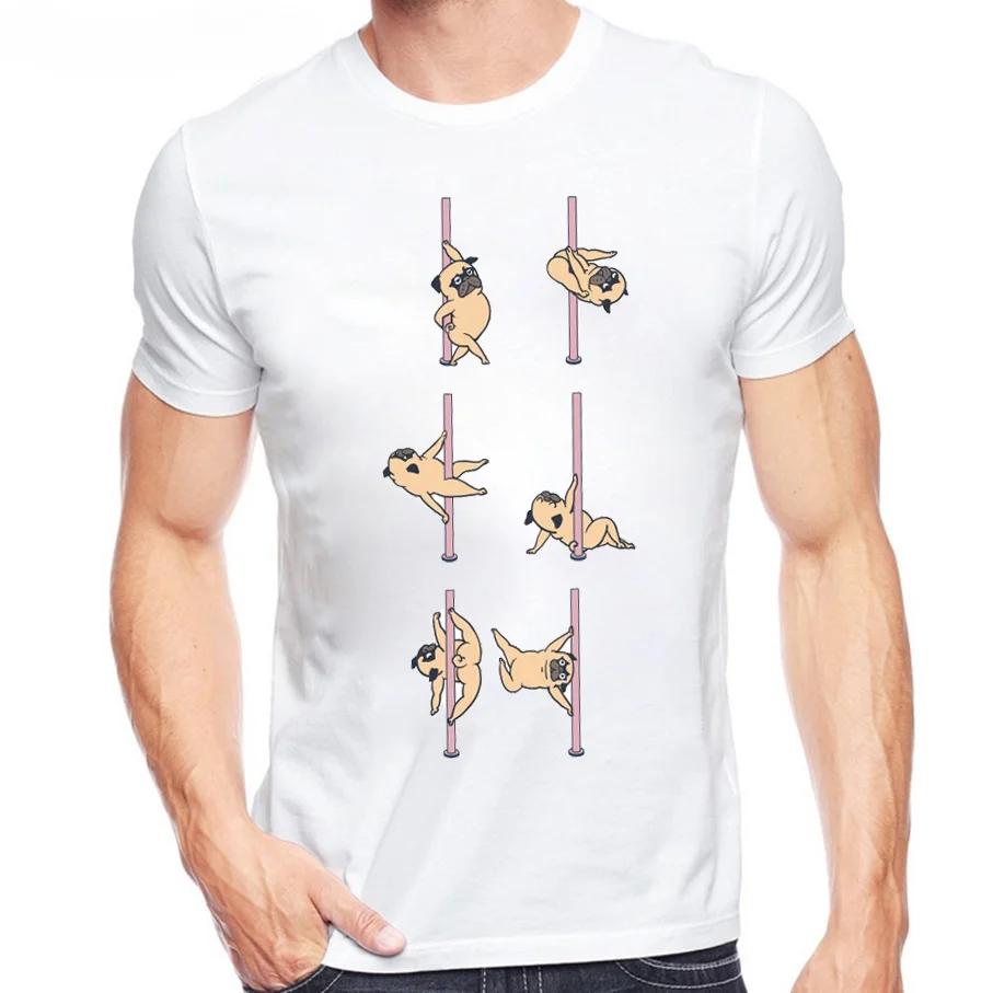 

Funny Cute Pugs Dance T Shirt men s English Bulldog/cat Pole Dancing Printed T-Shirt High Quality Hipster Short Sleeve 4XL