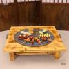 Thick Solid Wood Fire Pit: Old-Fashioned Cast Iron Brazier & Barbecue Stove for Cooking, Tea, & Winter Heating