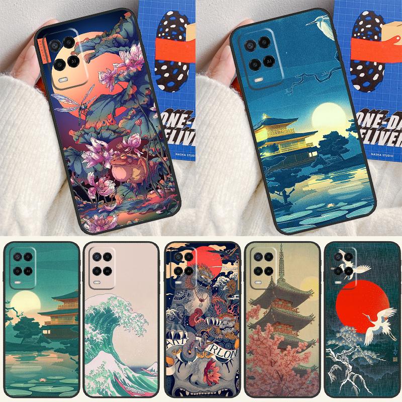 Japanese Style Art Japan Case For Oppo A16 A76 A96 A58 A78 A98 A5 A9 A91 A15 A17 A77 A52 A72 A74 A94 A54S A57S Cover