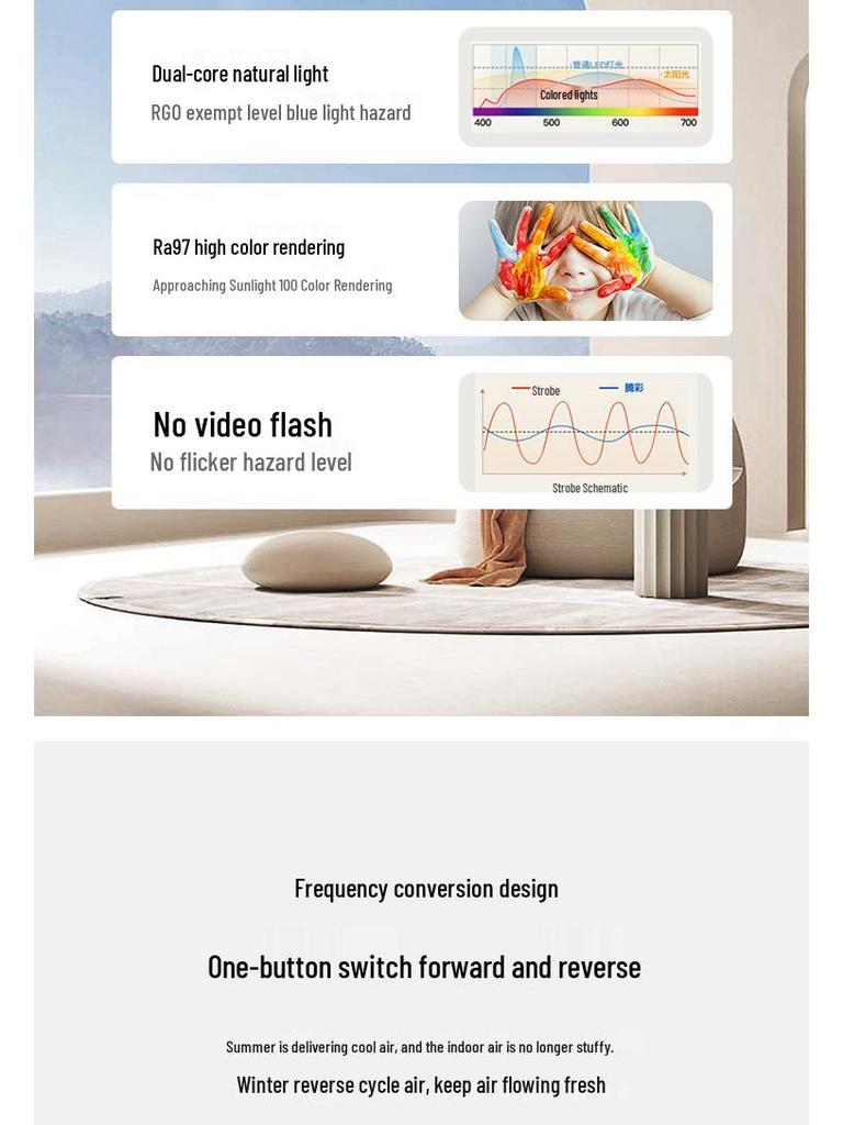 Silent LED Ceiling Fan Light for Children's Room and Study