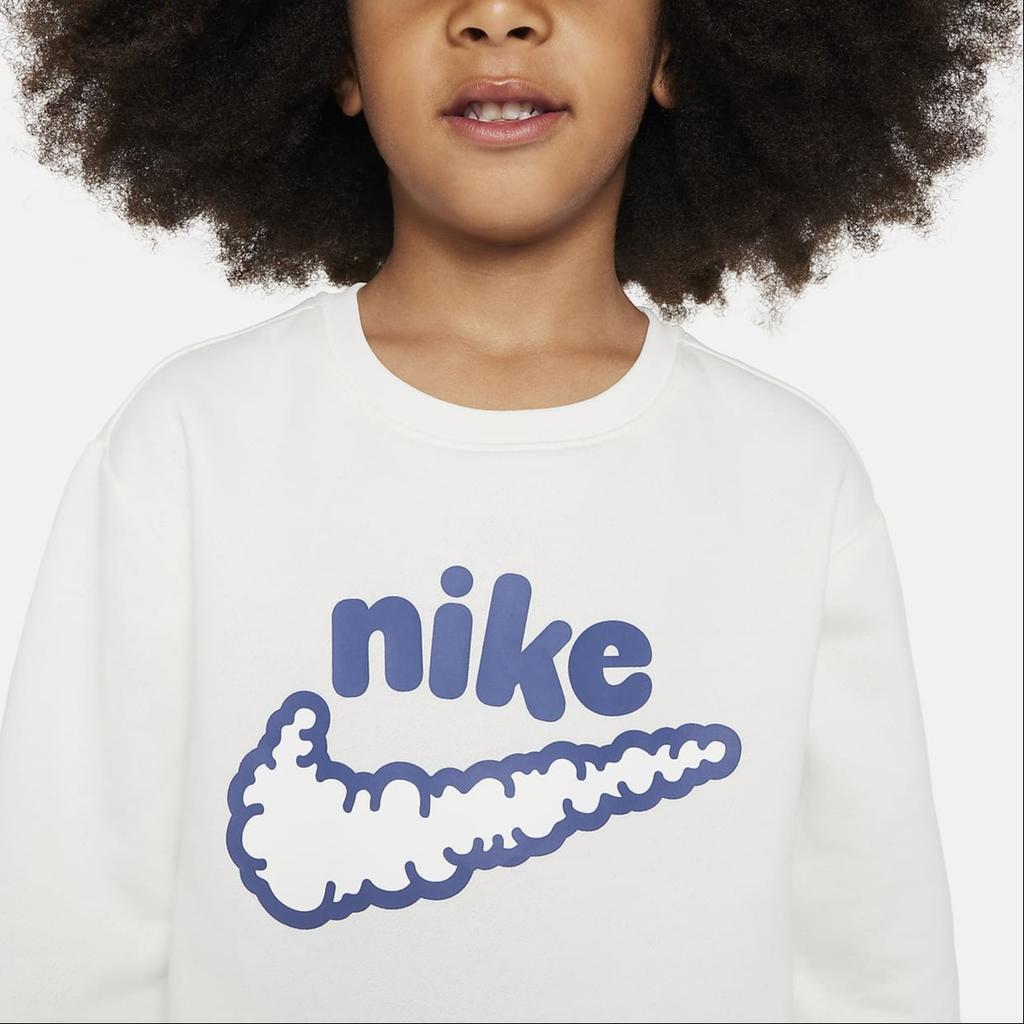 Nike Sweatshirt Letter Logo Print Crew Neck Casual Fleece Lined Sweatshirt Kids' DQ3860-133