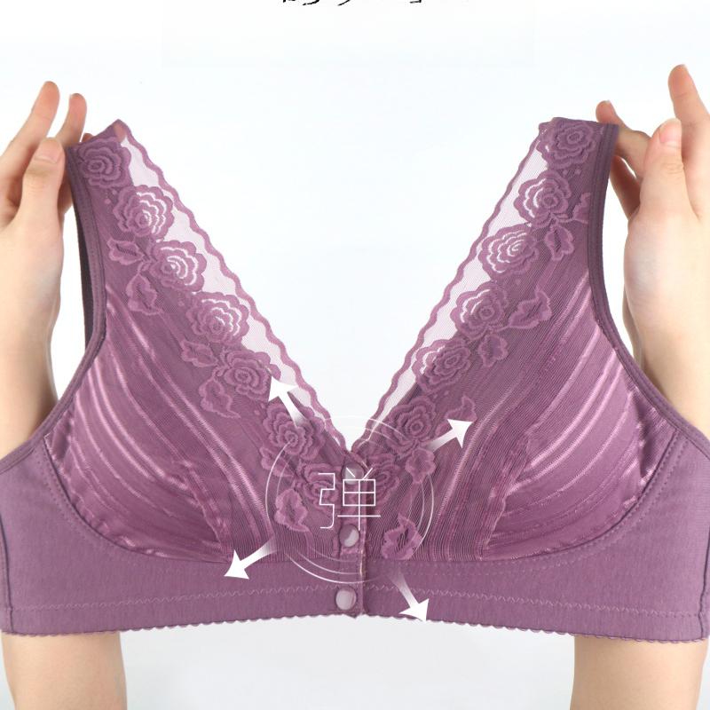 Lace Without Underwire Middle-aged and Elderly Women Wide Strap Vest Plus Size Bra