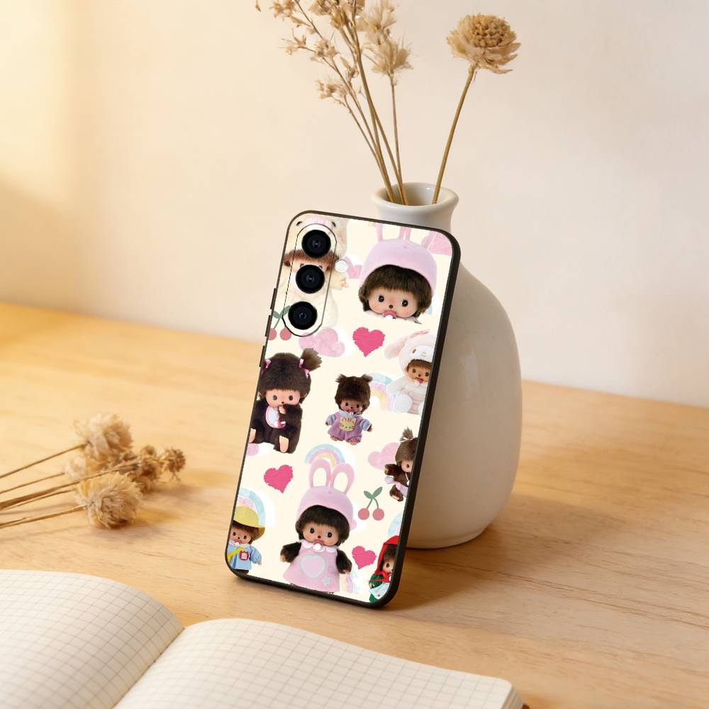 

Cute M-Monchhichis Phone Case Black Silicone Soft For Samsung Galaxy A73,A72,A71,A70,A53,A52,A51 Samsung a11