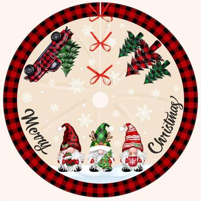 Christmas Tree Skirt Red Christmas Tree Decoration, Soft Velvet Christmas Printed Tree Mat, Suitable For Holiday Party Decoration