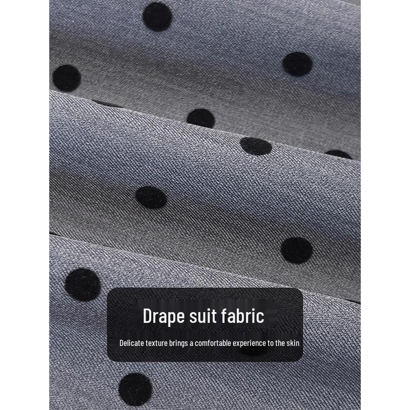 Damen-Polka-Dot-Rock mit hohem Bund und schmaler Passform - Frühling & Herbst 2025, Französische Eleganz, Hüftbetont, Halblang mit Schlitz