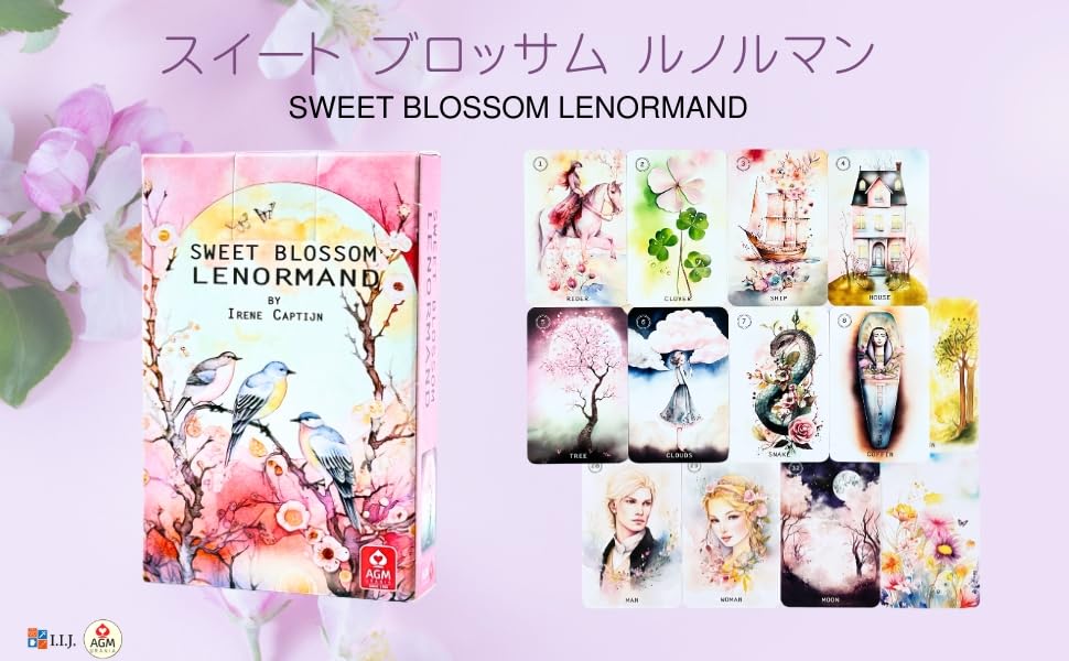 I.I.J Lenormand Sweet Blossom Lenormand Oracle Cards, Fortune Telling, with Japanese Instructions, Authentic