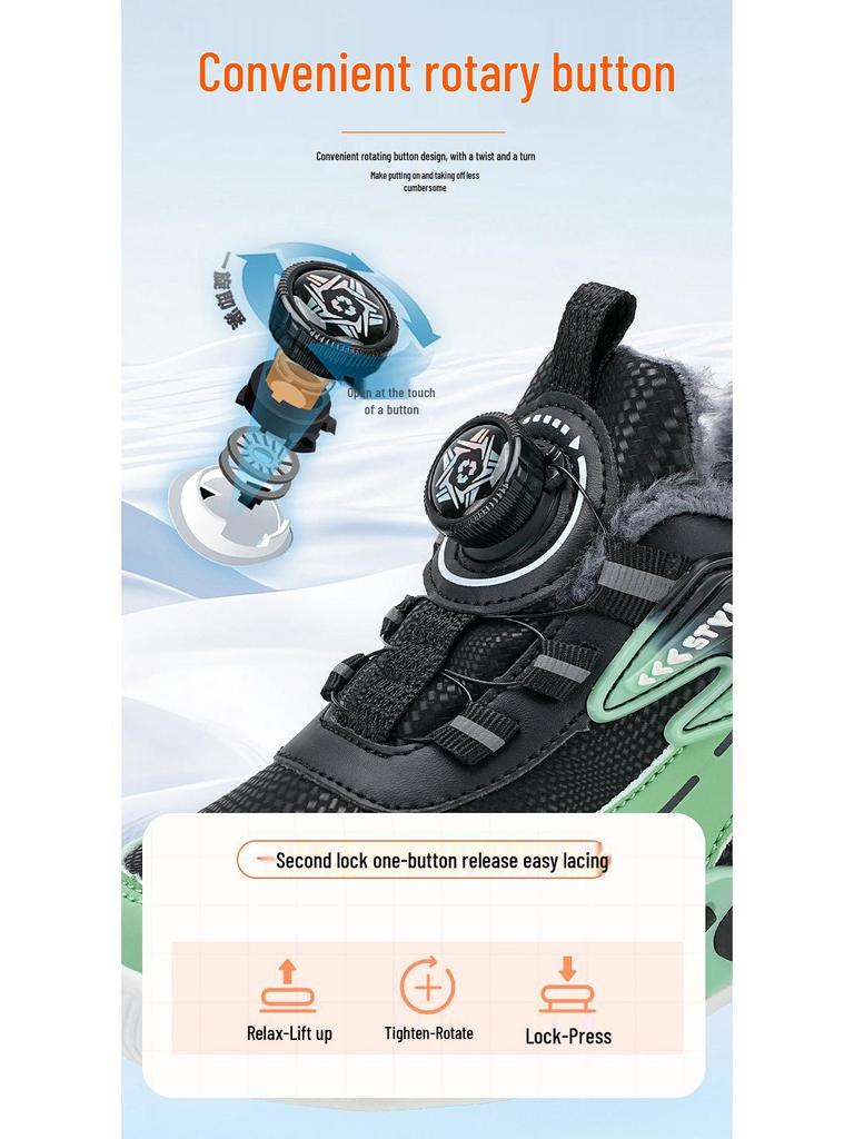 2026 Winter Warm Boys' Waterproof Cotton Shoes with Soft Sole - Lightweight, Casual, and Comfortable for Students