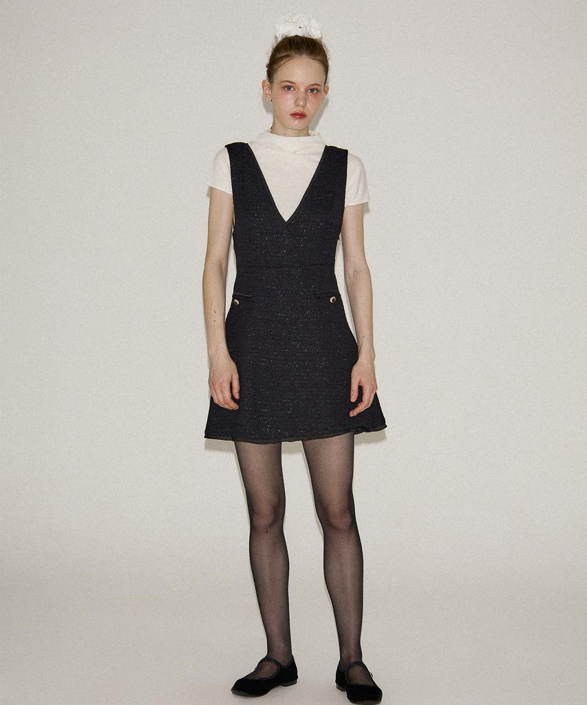 SALON DE YOHN Bella Tweed Mini Dress_ Black