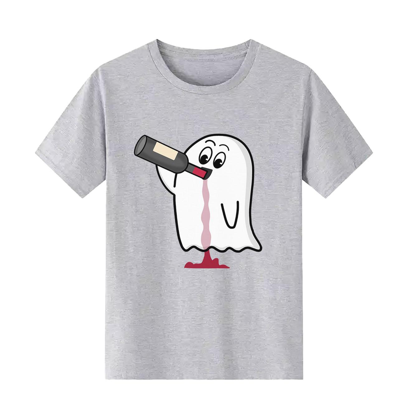 

Halloween Red Wine BOO Printed Tshirt Casual Short Sleeve Suitable for Four Seasons Fashion Versatile Womens Tshirt 4XL