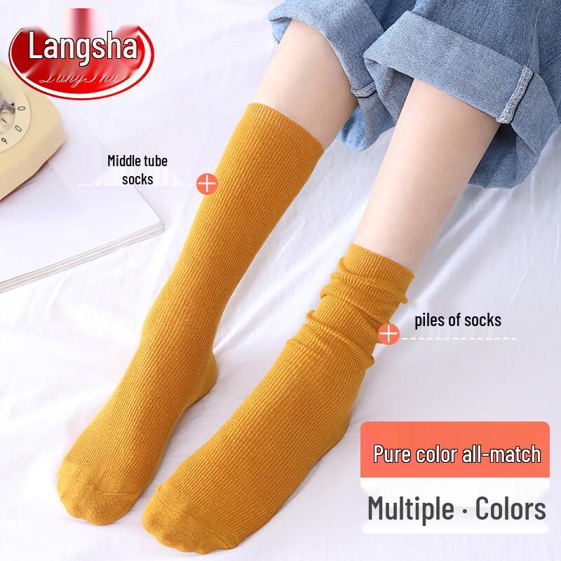 

LangSha Women s Japanese Style Slouch Cotton Socks, 6-Pair Pack