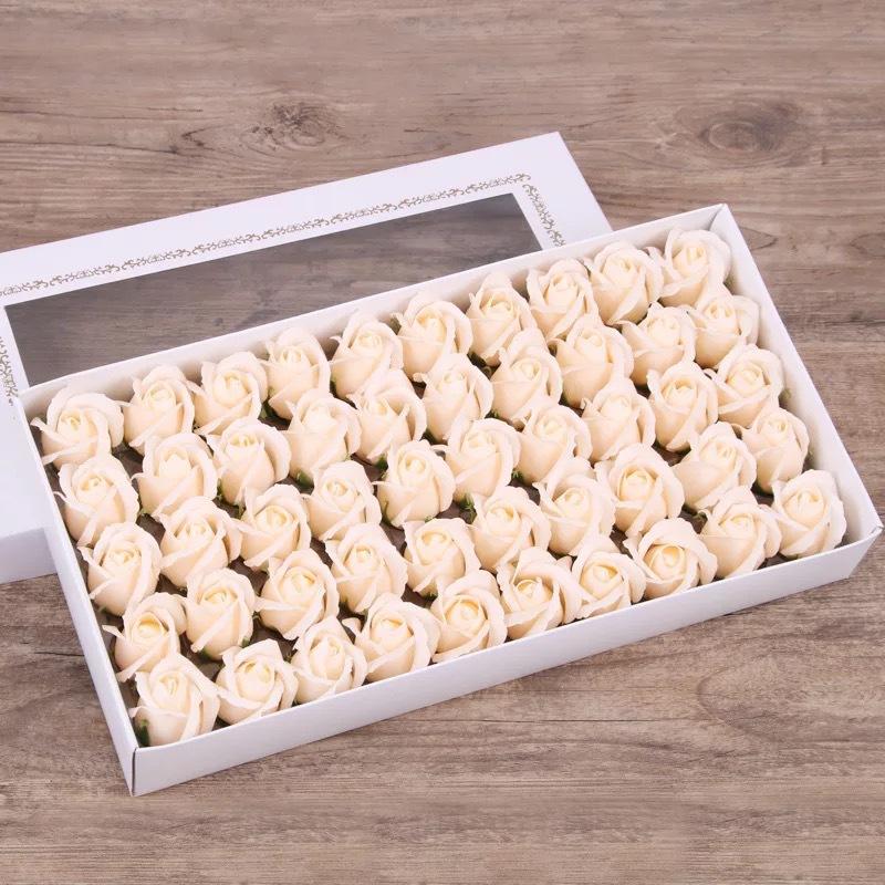 50pcs Two Layer Soap Flower Rose Big Flower Head Thickened Packaging Bouquet Material Simulation Flower Valentine's Day Gift Box