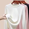 Silk Warm Fleece Heating and Thermal Underwear Women's Inner Fleece Autumn Clothes Single-piece Top Wool Bottoming Shirt Winter