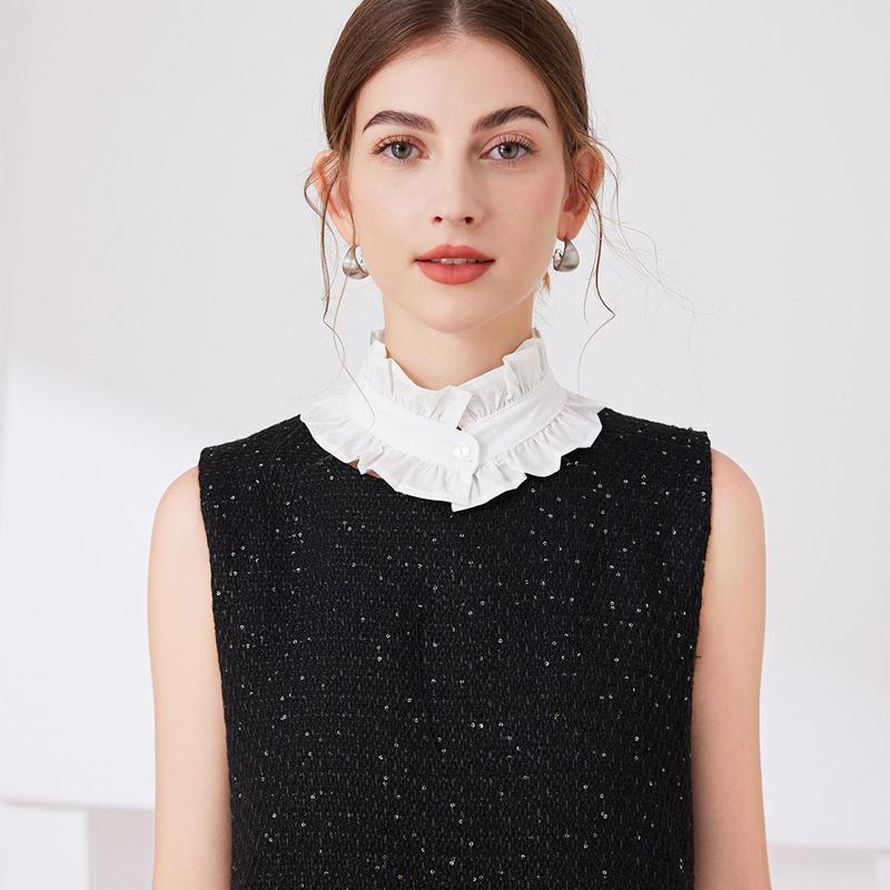 Elegant Ladies Neck Scarf Leopard Pleated Stand Up Collar Shirt Sweater Decorative Detachable Ruffles False Collar Necklace