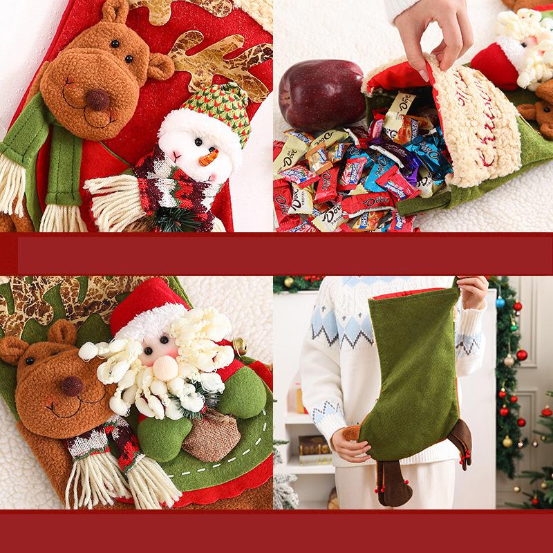 Christmas Socks Gift Bag Large Children's Kindergarten Christmas Gift Elderly Snowman Candy Apple Bag Decoration