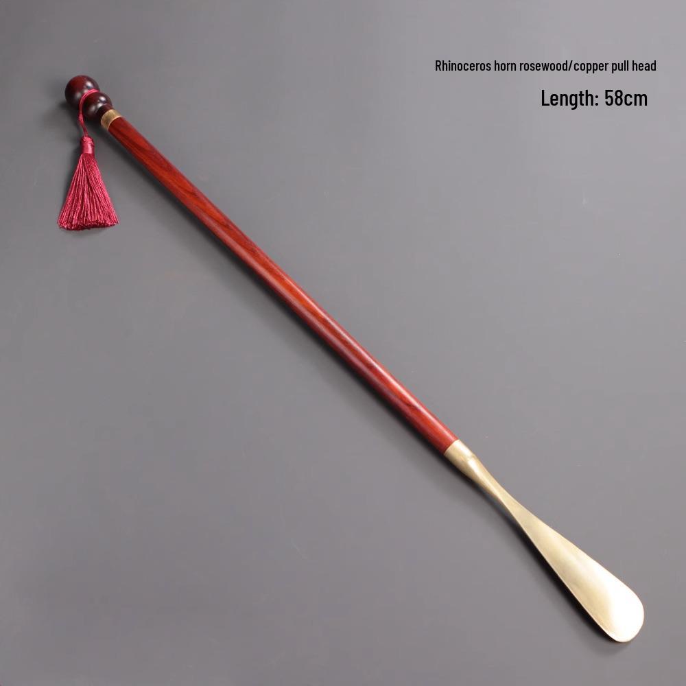 Extra Long Solid Wood Shoehorn with Copper Handle – Sandalwood & Rosewood, Ideal for Elderly Use