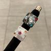 Korean Style High-End Rhinestone Resin Pleated Round Ring - Simple Index Finger Jewelry for Women