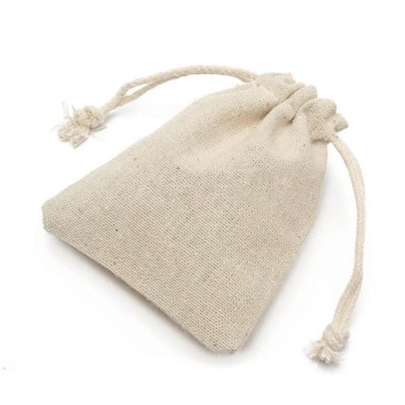 20/50pcs Natural Burlap Linen Jewelry Travel Storage Pouch Mini Candy Jute Packing Bags Present Mariage Jute Drawstring Gift