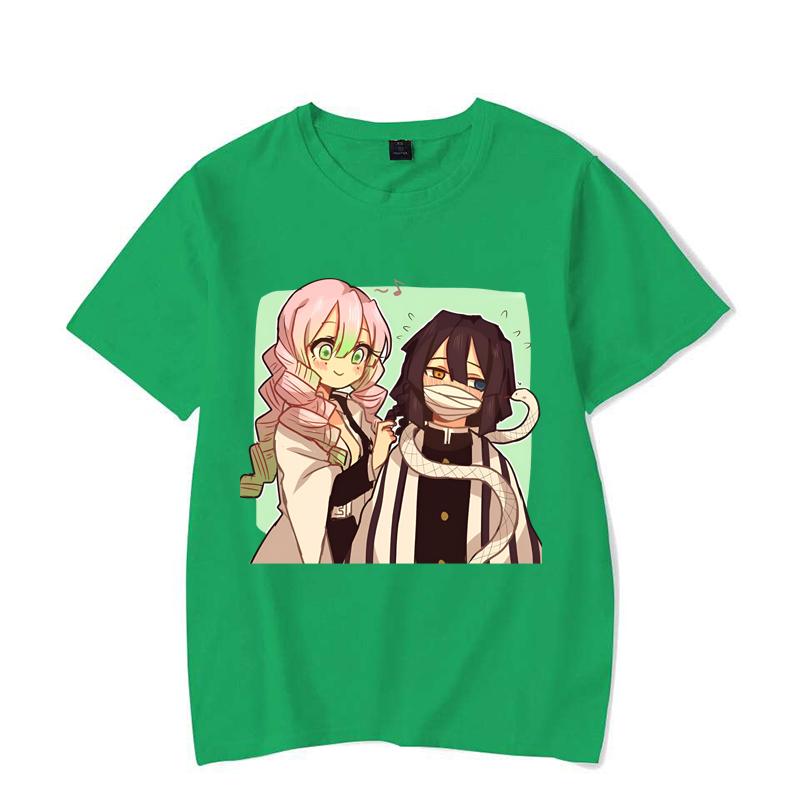 

New Anime Kanroji Mitsuri Iguro Obanai Print T-shirts Women Men Summer Cool Short Sleeve Couple Y2K Casual T-shirts 4XL