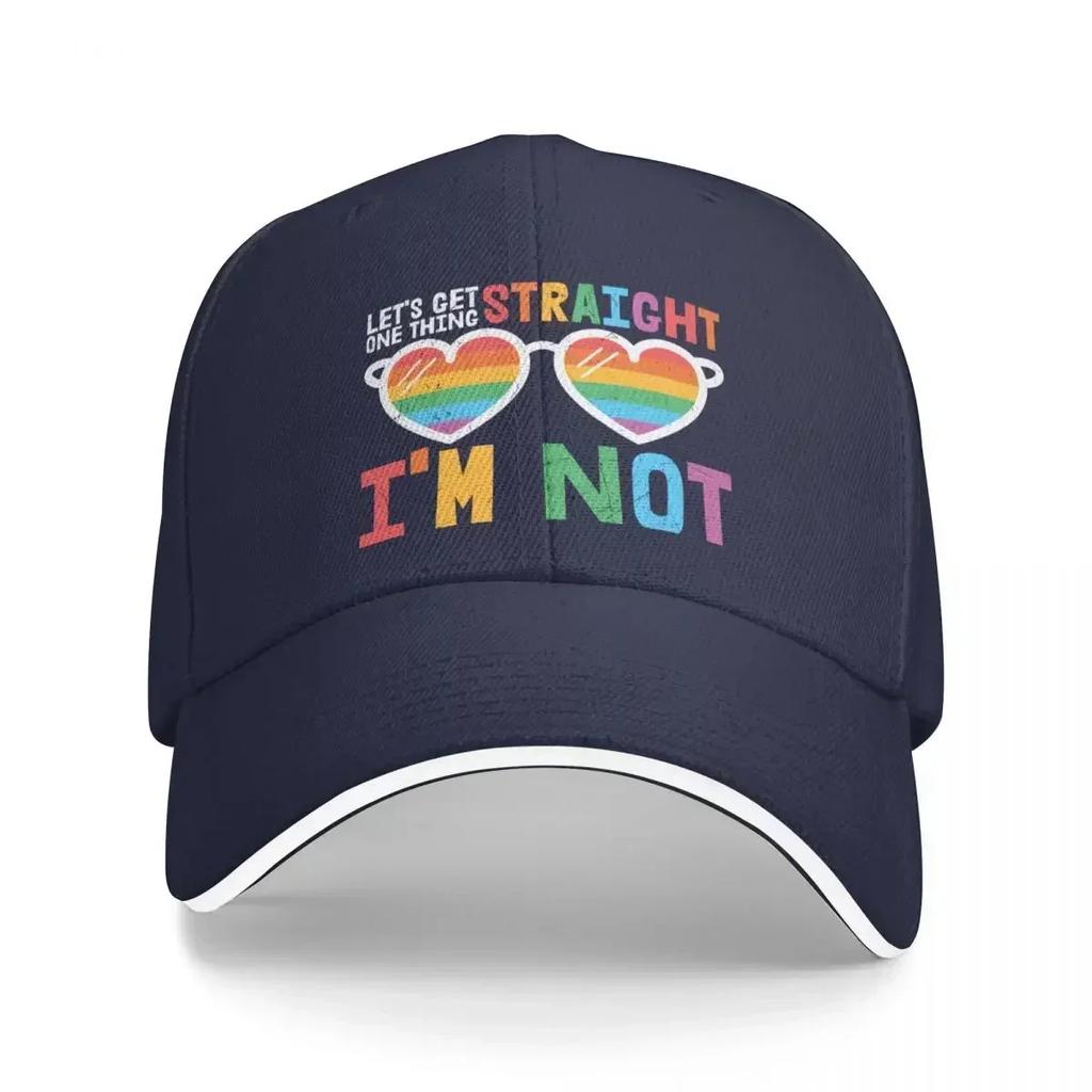 Lets Get One Thing Straight Im Not funny gay Baseball Cap Trucker Hat Streetwear Bobble Hat FeUnisex Unisexs